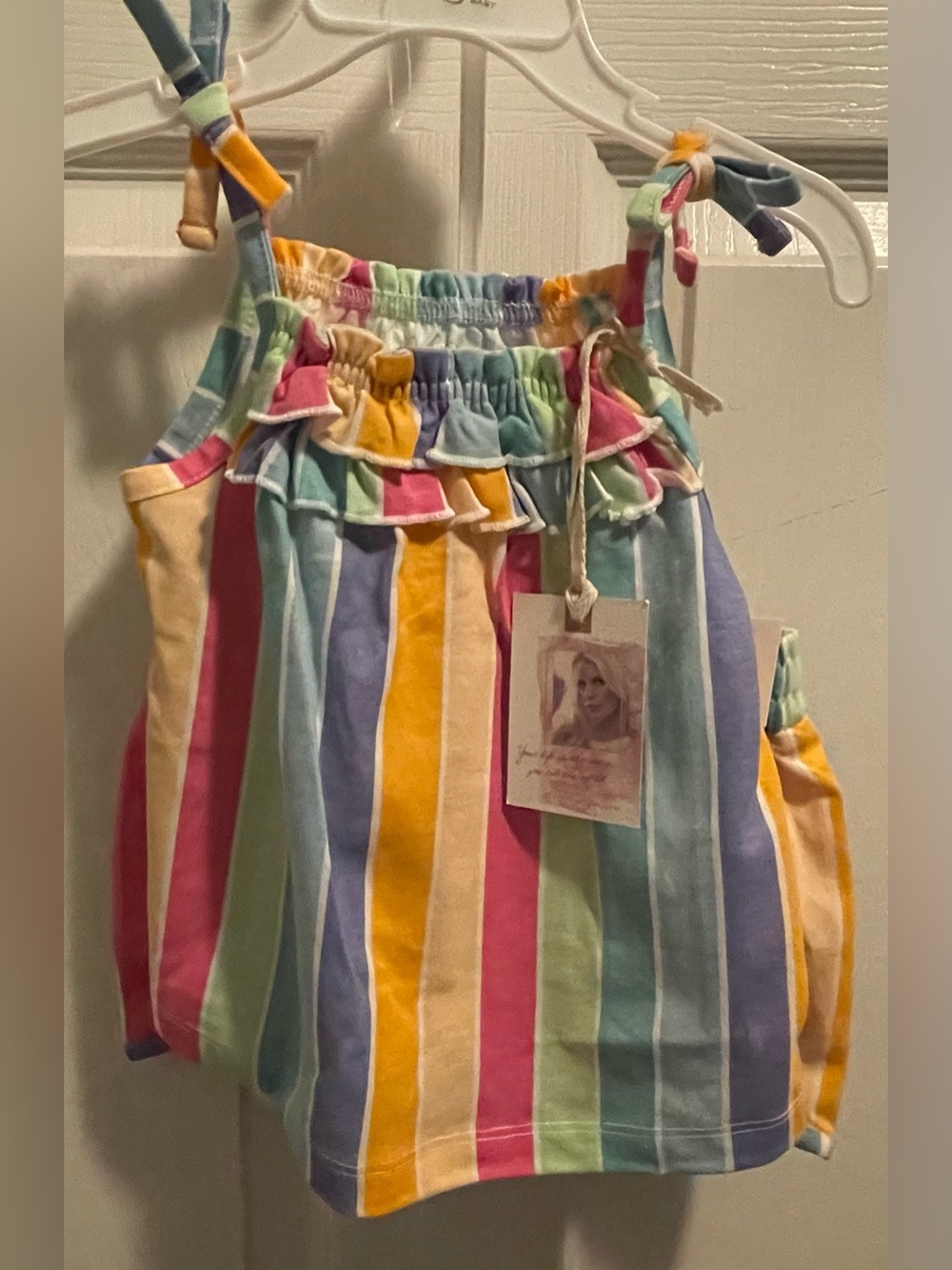 Jessica Simpson Girls 24M Rainbow Stripe Ruffle Top & Shorts Set NWT